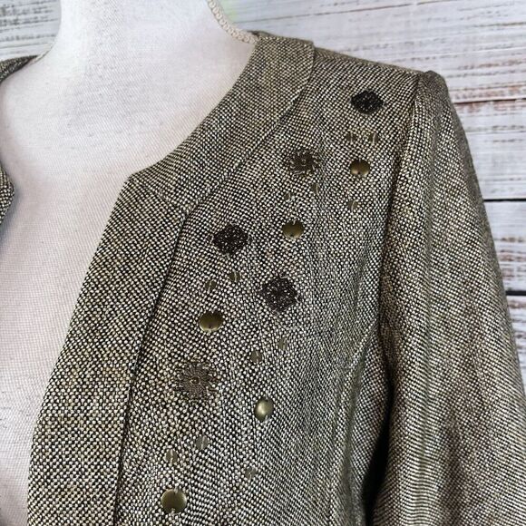 Coldwater Creek Blazer Jacket size 10 Brown Gold Tweed Career Professional - Picture 9 of 14